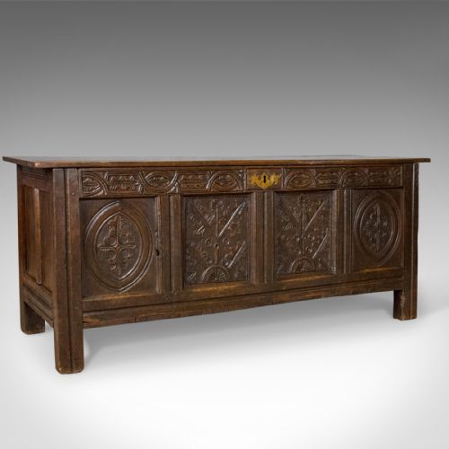 
Antique Coffer, English, Oak, Chest, Trunk, Early 18th Century, Circa 1700