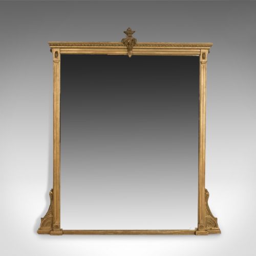 
Antique Overmantel Mirror, English Victorian, Classical Revival, Wall Circa 1880