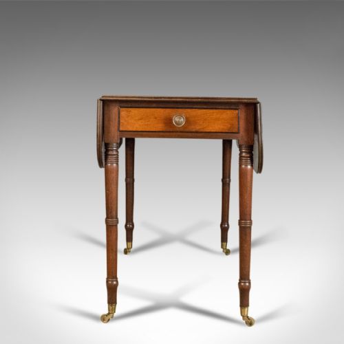 fig 1. Antique Pembroke Table, Mahogany, English, Georgian, Drop Flap Dining Circa 1820