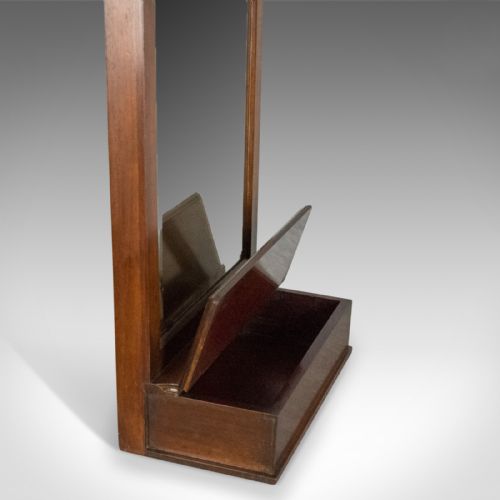 fig 2. Antique Wall Mirror Valet, English, Hall, Glove Box, Victorian Circa 1890