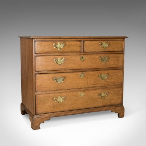 Antique Chest of Drawers, Georgian, English Oak, Circa 1800, Double Depth Drawer