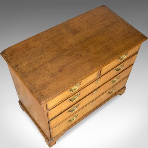 fig 3. Antique Chest of Drawers, Georgian, English Oak, Circa 1800, Double Depth Drawer