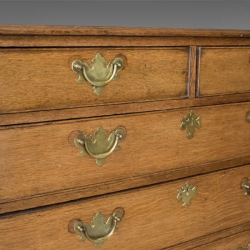 fig 4. Antique Chest of Drawers, Georgian, English Oak, Circa 1800, Double Depth Drawer