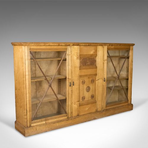 Antique Ships Bookcase Victorian Satinwood Display Cabinet Nautical Marine C1865