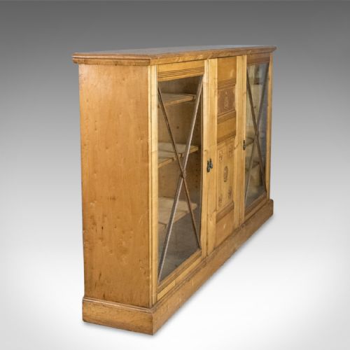 fig 2. Antique Ships Bookcase Victorian Satinwood Display Cabinet Nautical Marine C1865