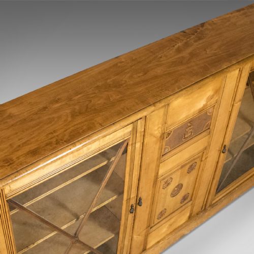 fig 3. Antique Ships Bookcase Victorian Satinwood Display Cabinet Nautical Marine C1865