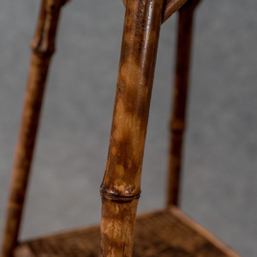 fig 2. Antique Bamboo Table, Oriental, Two Tier Victorian Side, Lamp Circa 1900