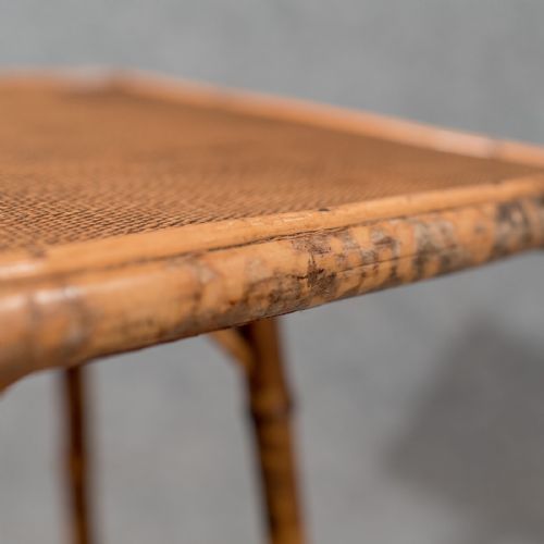 fig 3. Antique Bamboo Table, Oriental, Two Tier Victorian Side, Lamp Circa 1900