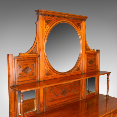 fig 3. Antique Sideboard, English, Edwardian, Chiffonier, Walnut, Tall, Circa 1910