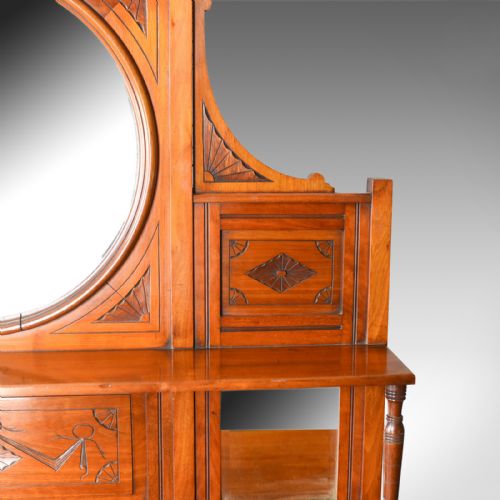 fig 5. Antique Sideboard, English, Edwardian, Chiffonier, Walnut, Tall, Circa 1910