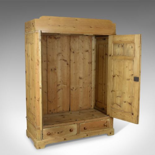 fig 1. Antique French Wardrobe, Pine Compactum Cupboard, Circa 1900