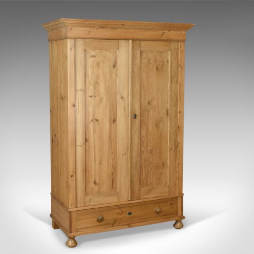Antique Wardrobe, French Pine Compactum Cupboard Circa 1900