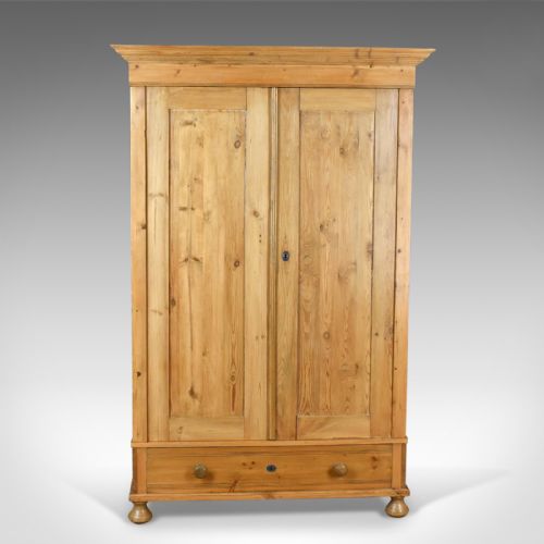 fig 1. Antique Wardrobe, French Pine Compactum Cupboard Circa 1900