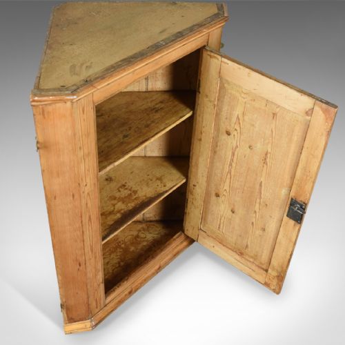 fig 1. Antique Corner Cabinet, English, Victorian, Pine, Hanging, Cupboard Circa 1880