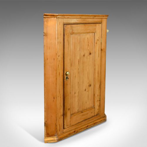fig 3. Antique Corner Cabinet, English, Victorian, Pine, Hanging, Cupboard Circa 1880