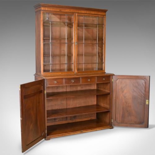fig 1. Antique Glazed Bookcase, English, Georgian, Display Cabinet, Mahogany Circa 1780