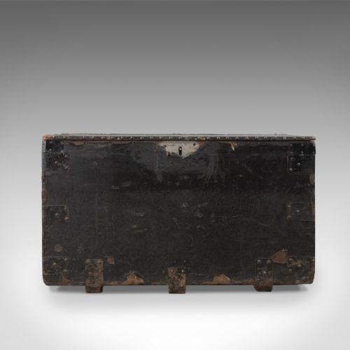 fig 1. Antique Tool Chest, English, Victorian, Metal Bound, Mahogany, Trunk Circa 1900