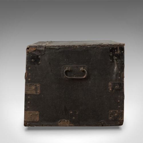 fig 2. Antique Tool Chest, English, Victorian, Metal Bound, Mahogany, Trunk Circa 1900