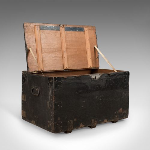 fig 3. Antique Tool Chest, English, Victorian, Metal Bound, Mahogany, Trunk Circa 1900