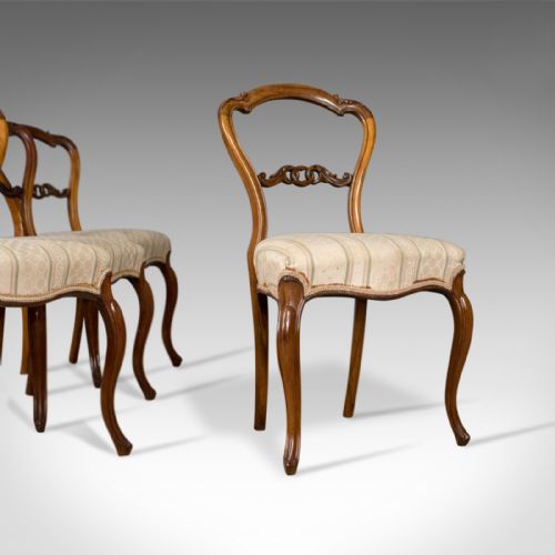 Antique Set of Four Dining Chairs, English, Victorian, Rosewood Circa 1840
