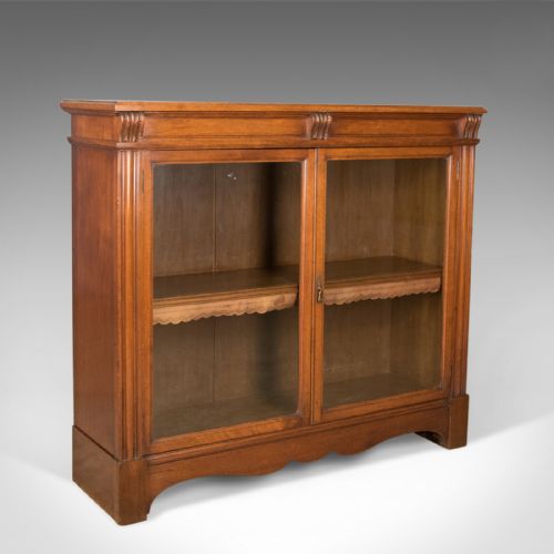 Antique Glazed Bookcase, Victorian, English, Display Cabinet, Walnut, Circa 1880
