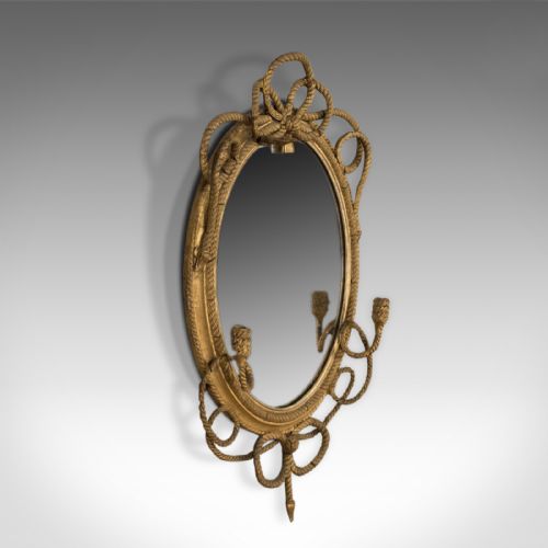 fig 1. Antique Girandole Wall Mirror, Georgian Gilt Gesso Nautical Overtones Circa 1820