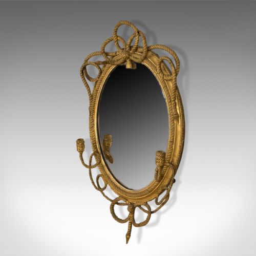 fig 2. Antique Girandole Wall Mirror, Georgian Gilt Gesso Nautical Overtones Circa 1820