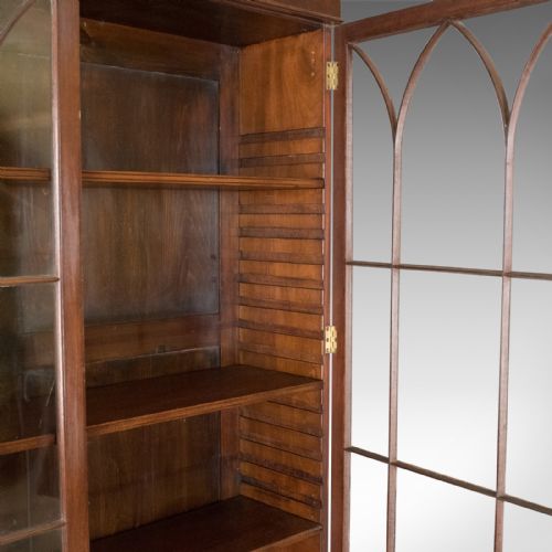 fig 5. Antique Bookcase, Georgian Mahogany Display Cabinet Gothic Overtones Circa 1800