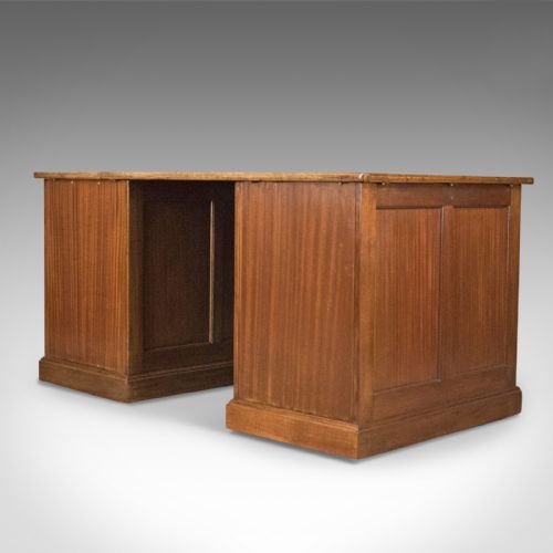 fig 3. Antique Pedestal Desk, Large, English, Mahogany, George V, Circa 1915