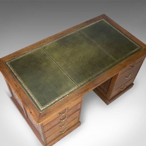 fig 4. Antique Pedestal Desk, Large, English, Mahogany, George V, Circa 1915