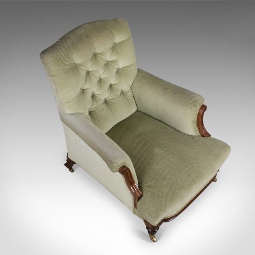 fig 4. Antique Armchair, English, Victorian, Button Back, Club Chair, Circa 1890
