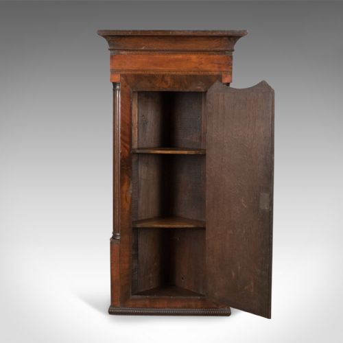 fig 2. Antique Corner Cabinet, Georgian, Mahogany, Narrow, Hanging Cupboard Circa 1780