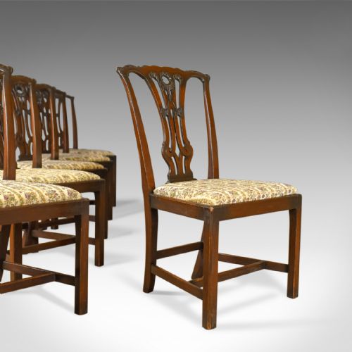 Set of Six Antique Dining Chairs, English Victorian Chippendale Taste Circa 1900