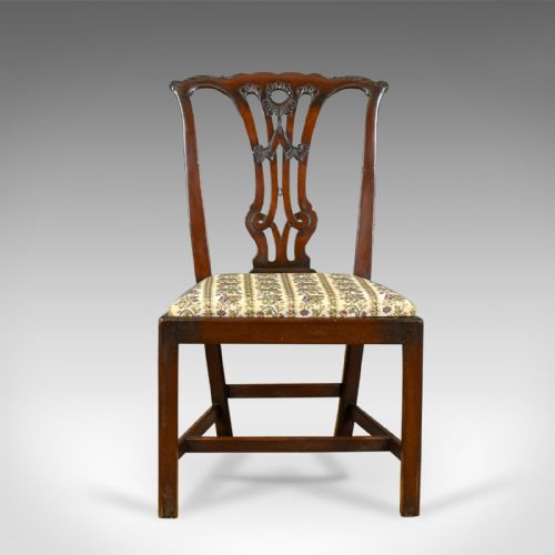 fig 1. Set of Six Antique Dining Chairs, English Victorian Chippendale Taste Circa 1900