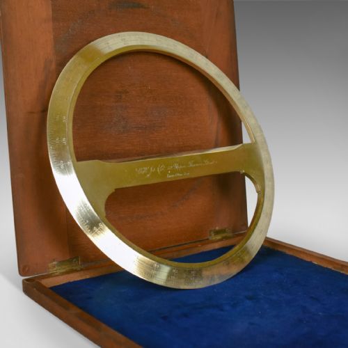 fig 3. Cased Antique Protractor, 360 degree Scientific Instrument Navigation Circa 1900