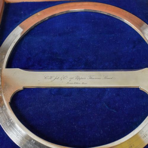fig 4. Cased Antique Protractor, 360 degree Scientific Instrument Navigation Circa 1900
