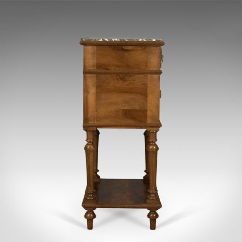 fig 2. Antique Bedside Cabinet, Victorian Marble Top Pot Cupboard, Walnut Circa 1900