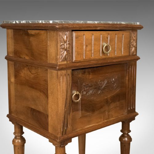 fig 4. Antique Bedside Cabinet, Victorian Marble Top Pot Cupboard, Walnut Circa 1900