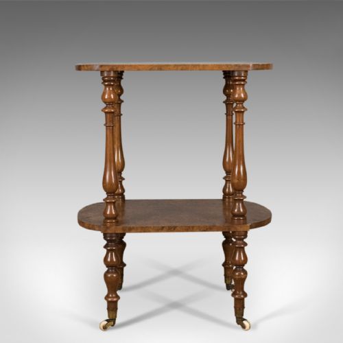 fig 3. Antique Side Table, English, Victorian, Two Tier, Burr Walnut Circa 1870