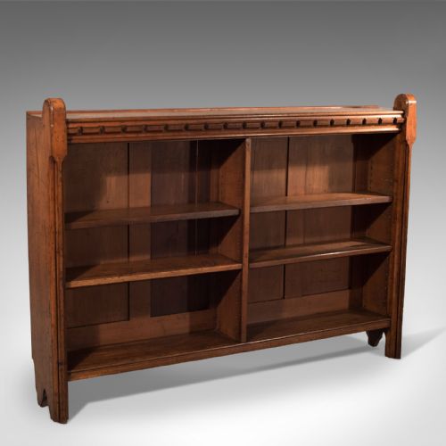 fig 1. Antique, Bookcase, English, Oak, Victorian Book Shelf, Ecclesiastical Circa 1850