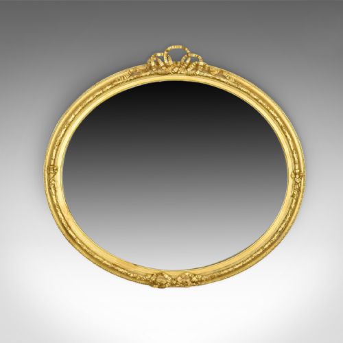 Antique Wall Mirror, Georgian, Ovular, Giltwood and Gesso, Circa 1800