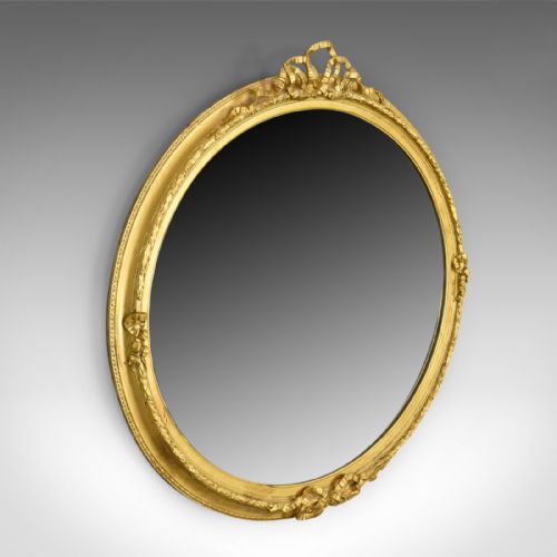 fig 1. Antique Wall Mirror, Georgian, Ovular, Giltwood and Gesso, Circa 1800