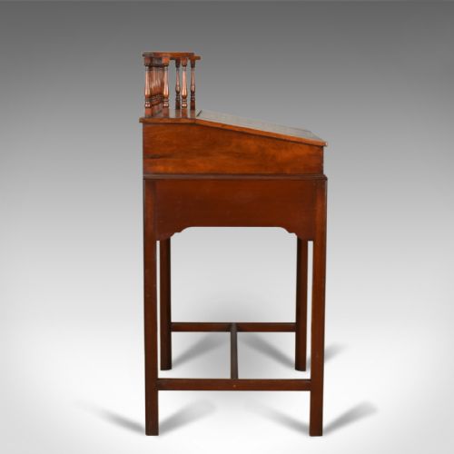 fig 2. Antique Clerks Writing Desk, English, Victorian, Mahogany Tall Bureau Circa 1870