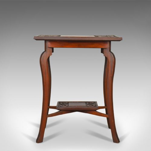 fig 1. Antique Side Table, Art Nouveau Overtones, English, Mahogany, Circa 1900