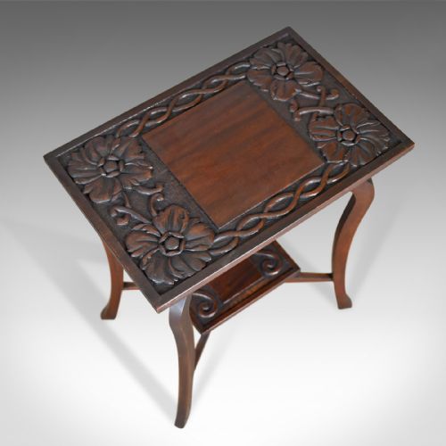 fig 3. Antique Side Table, Art Nouveau Overtones, English, Mahogany, Circa 1900