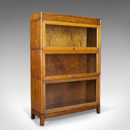 Antique Bookcase Three Section Glazed Globe Wernicke Taste Barristers Circa 1910