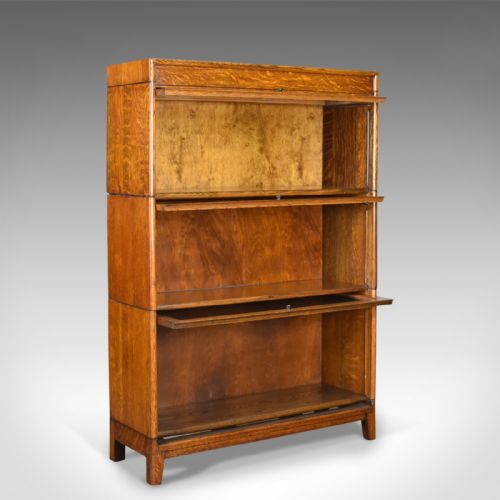 fig 1. Antique Bookcase Three Section Glazed Globe Wernicke Taste Barristers Circa 1910