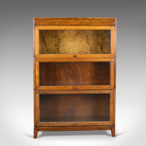 fig 2. Antique Bookcase Three Section Glazed Globe Wernicke Taste Barristers Circa 1910