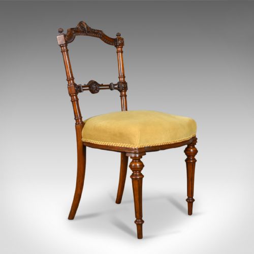 fig 1. Pair of Antique Chairs, English, Walnut, Aesthetic Period, Side, Circa 1880