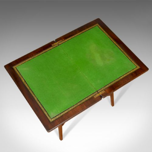 fig 2. Antique Games Table, English, Fold-Over, Side, Mahogany, Satinwood Circa 1900
